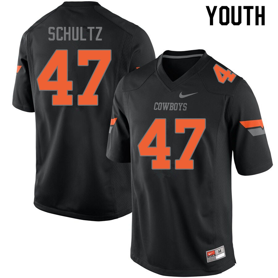 Youth #47 Jake Schultz Oklahoma State Cowboys College Football Jerseys Sale-Black - Click Image to Close